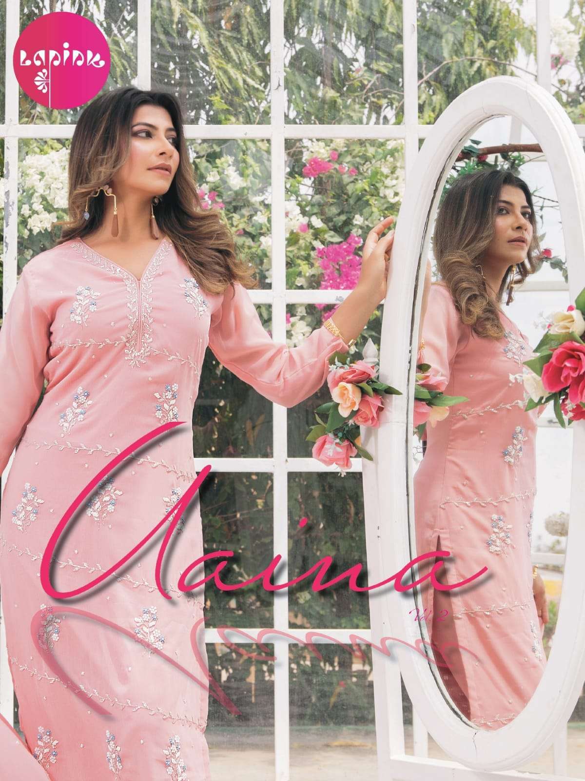 lapink aaina vol 2 chinon georgette readymade suit 