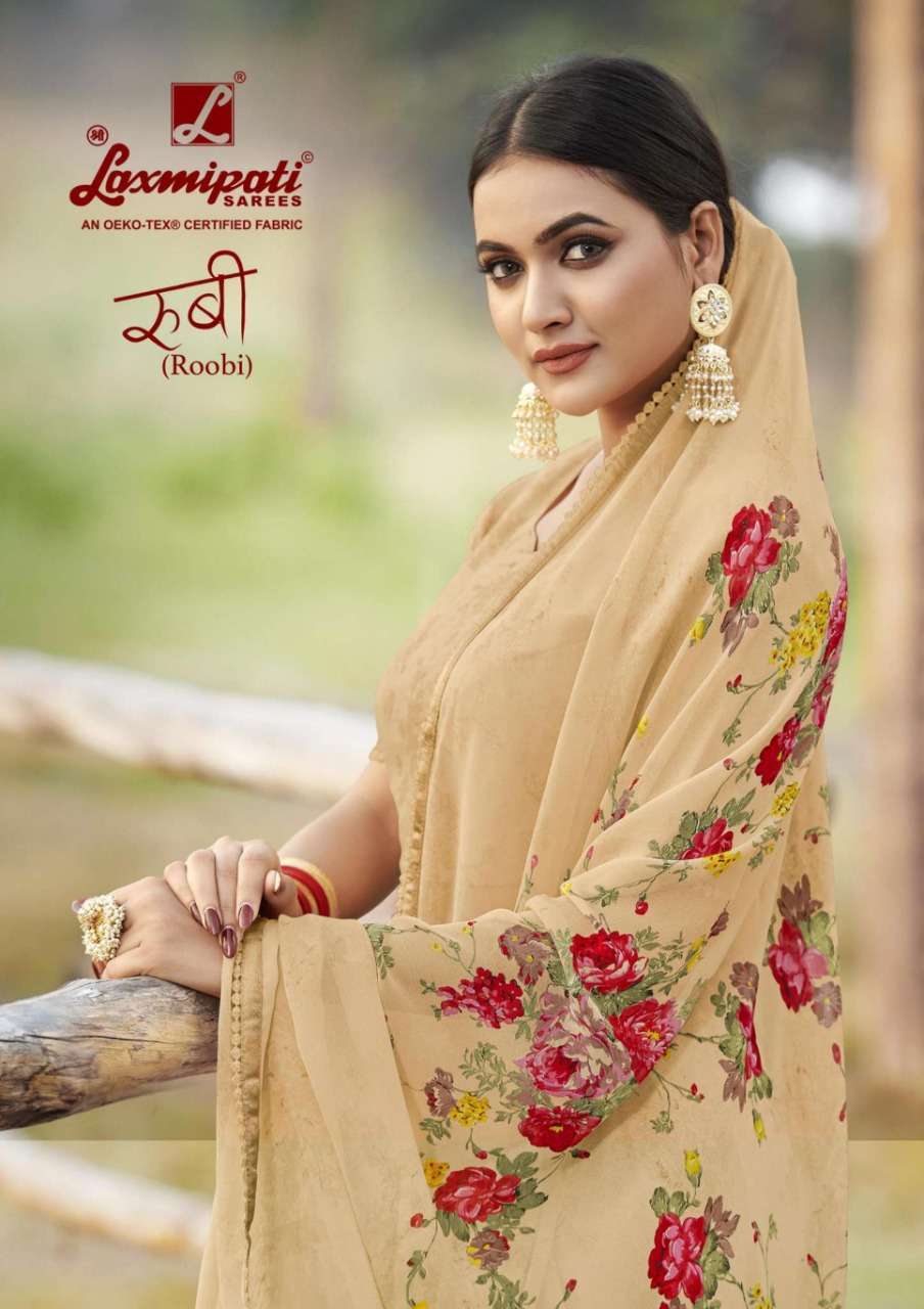 laxmipati roobi series 7125-7136 fancy fabric printed saree