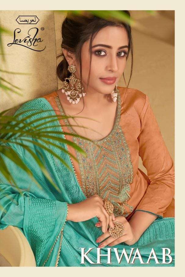 levisha khwaab series 7213-7216 pure jam silk suit 