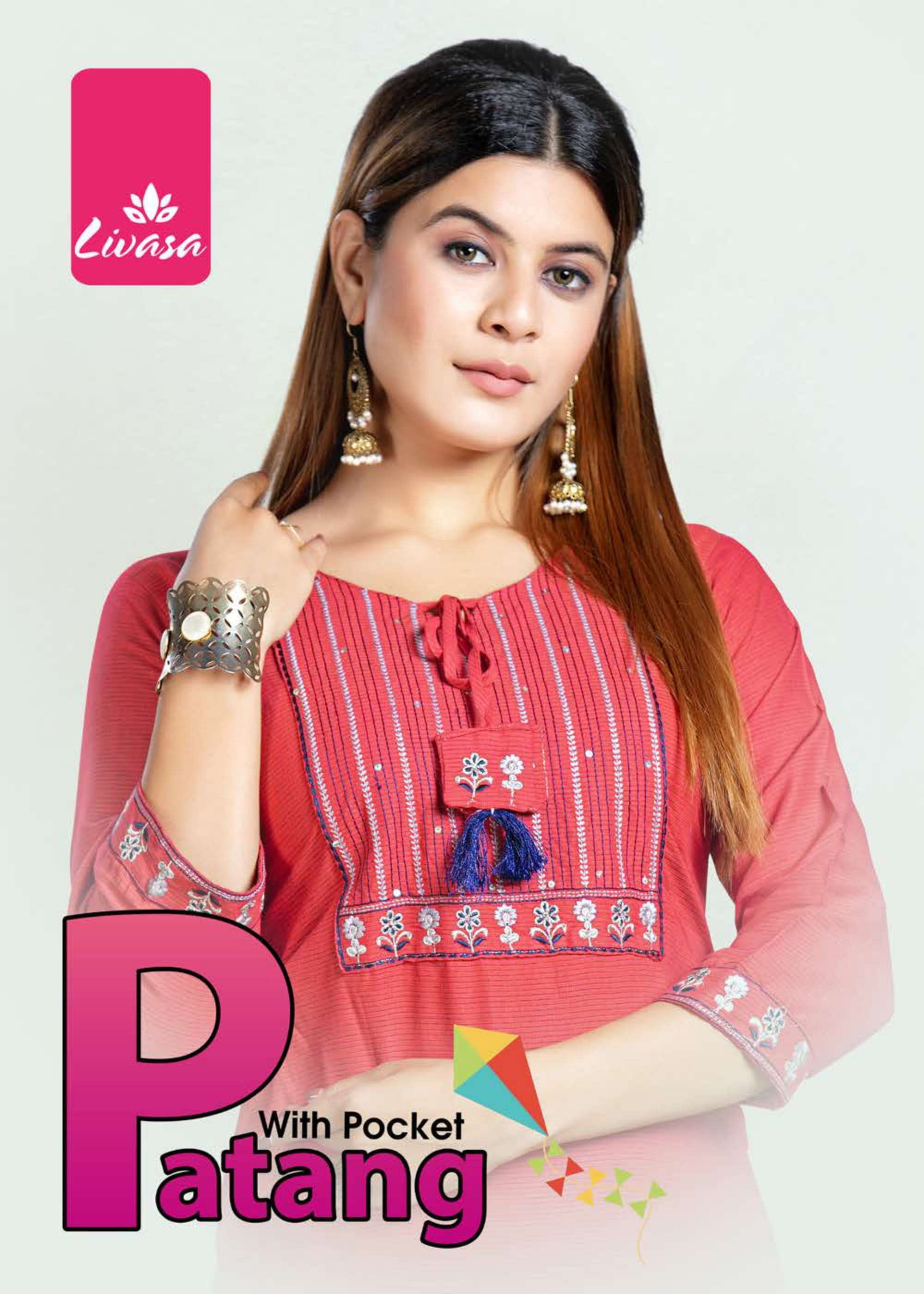 livasa patang series 101-106 rayon embroidery kurti 