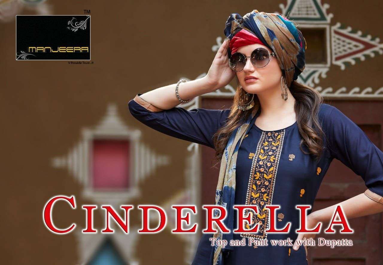manjeera cindrella series 001-008 rayon readymade suit 