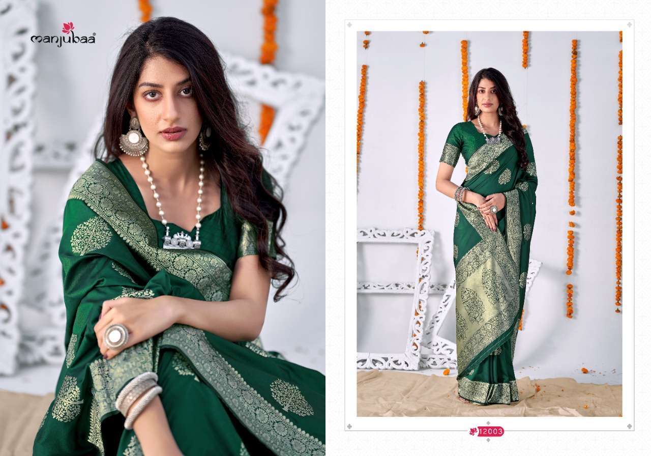 Manjubaa maaisha vol-4 series 12001-12009 banarasi silk saree 