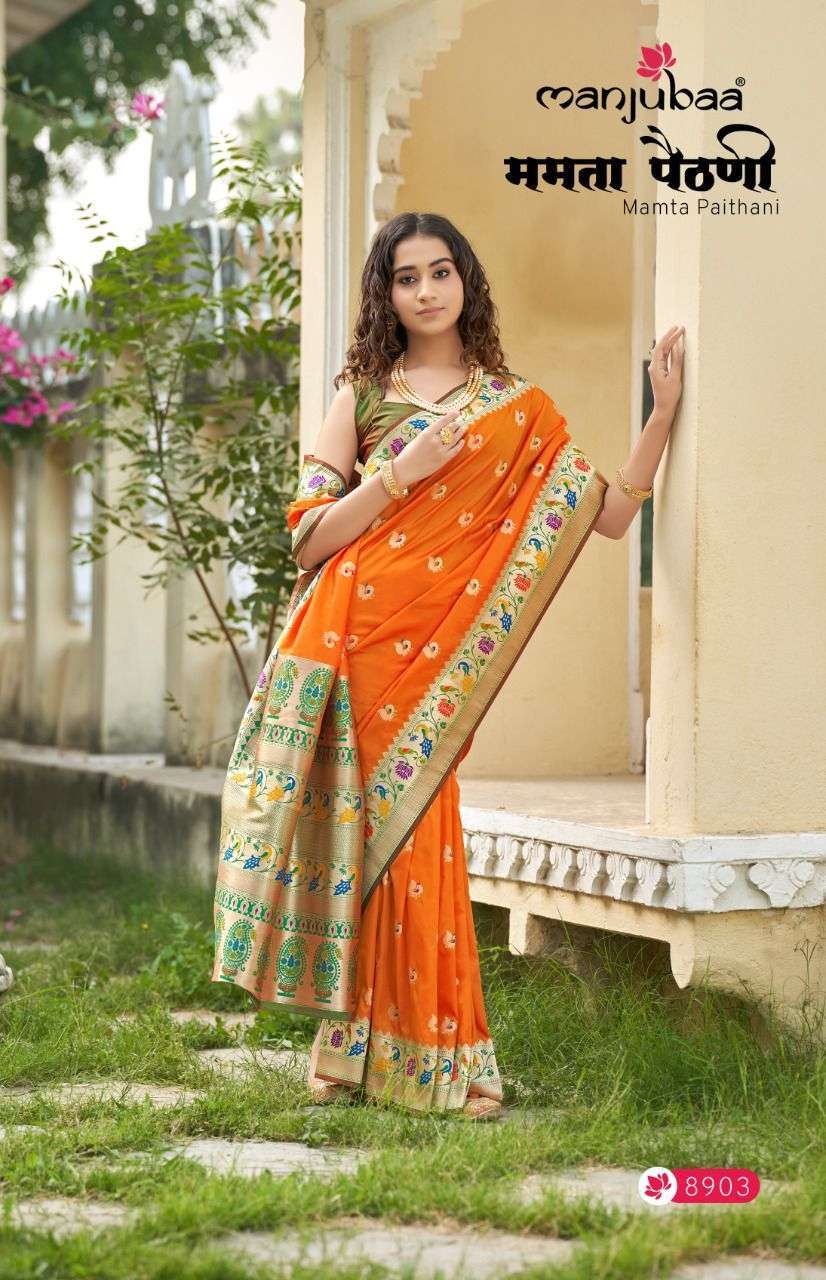 manjubaa mamata paithani series 8901-8906 banarasi silk saree