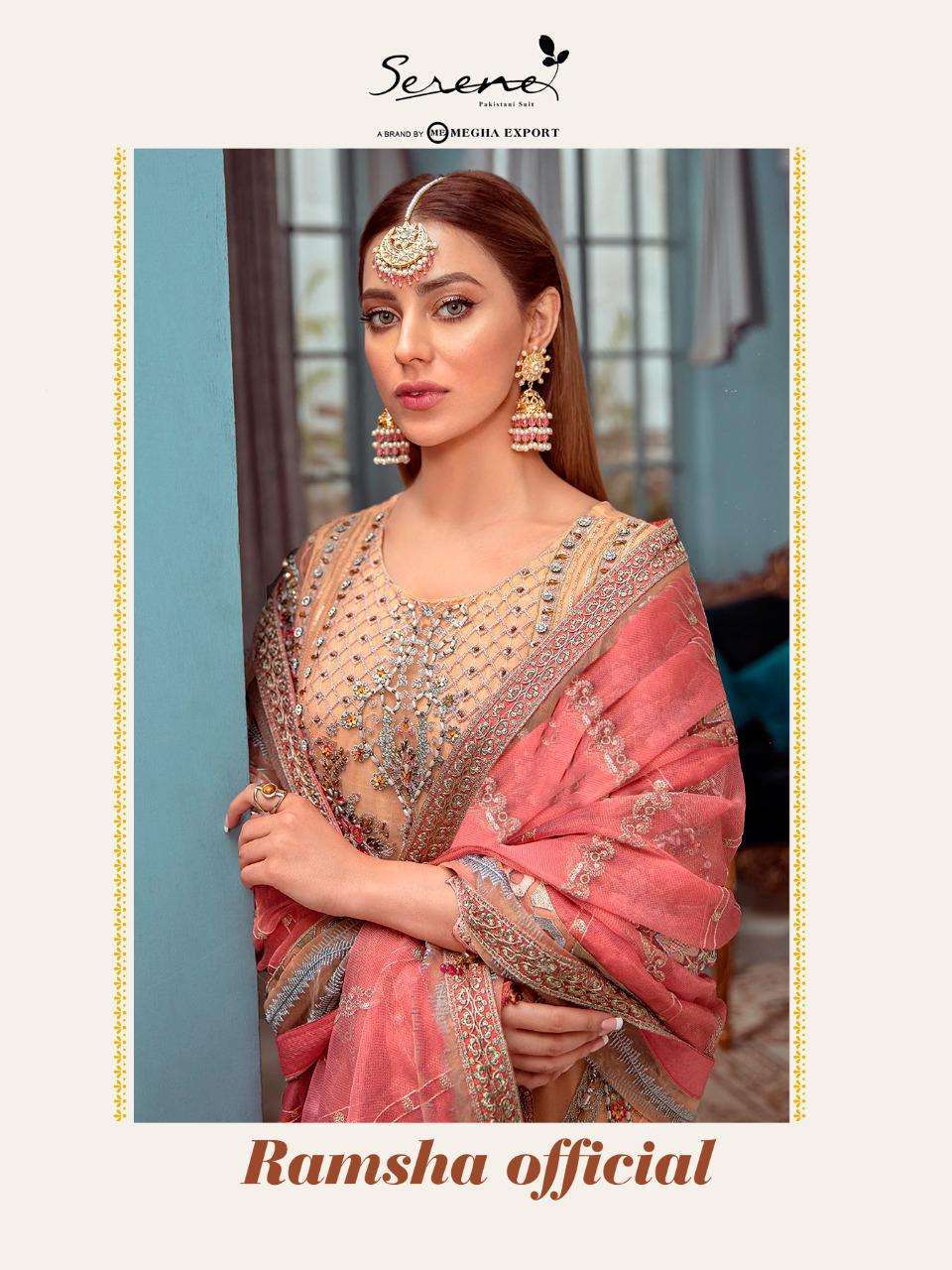 megha exports ramsha official series 43001-43005 faux georgette suit 