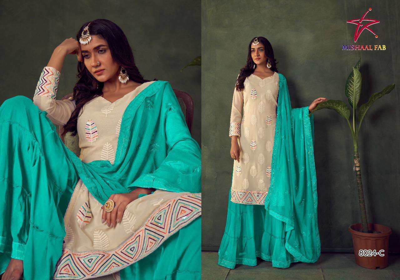 MISHAAL FAB 8024 DESIGNER HEAVY GEORGETTE SUIT 