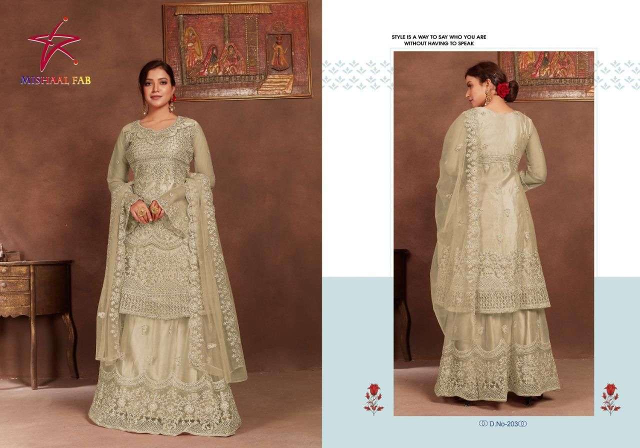 MISHAAL FAB CLASSIC-2 201-204 DESIGNER NET SUIT 