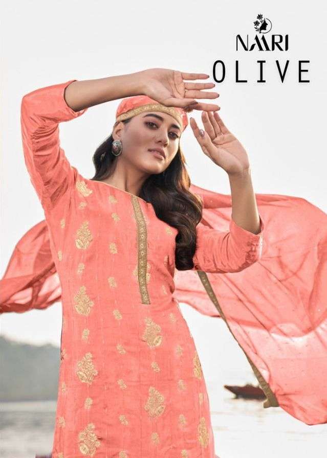 Naari olive series 3501-3506 pure viscose jacquard suit