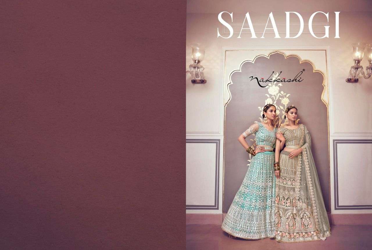 NAKKASHI SAADGI DESIGNER NET LEHENGA 