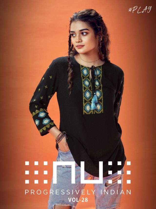 nu vol 28 series 2801-2806 rayon wrinkle kurti 