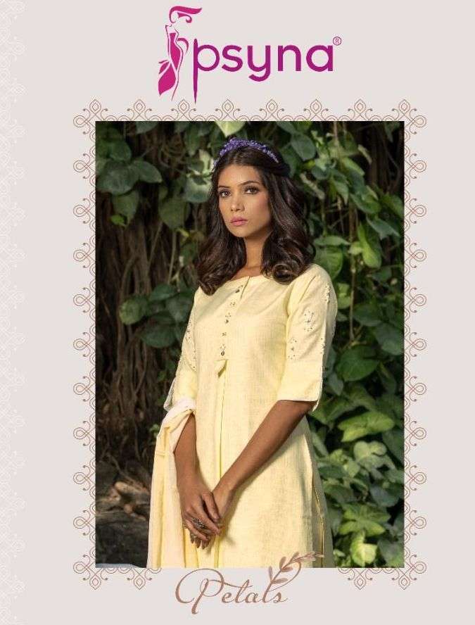 psyna petals series 1001-1006 cotton lurex readymade suit 