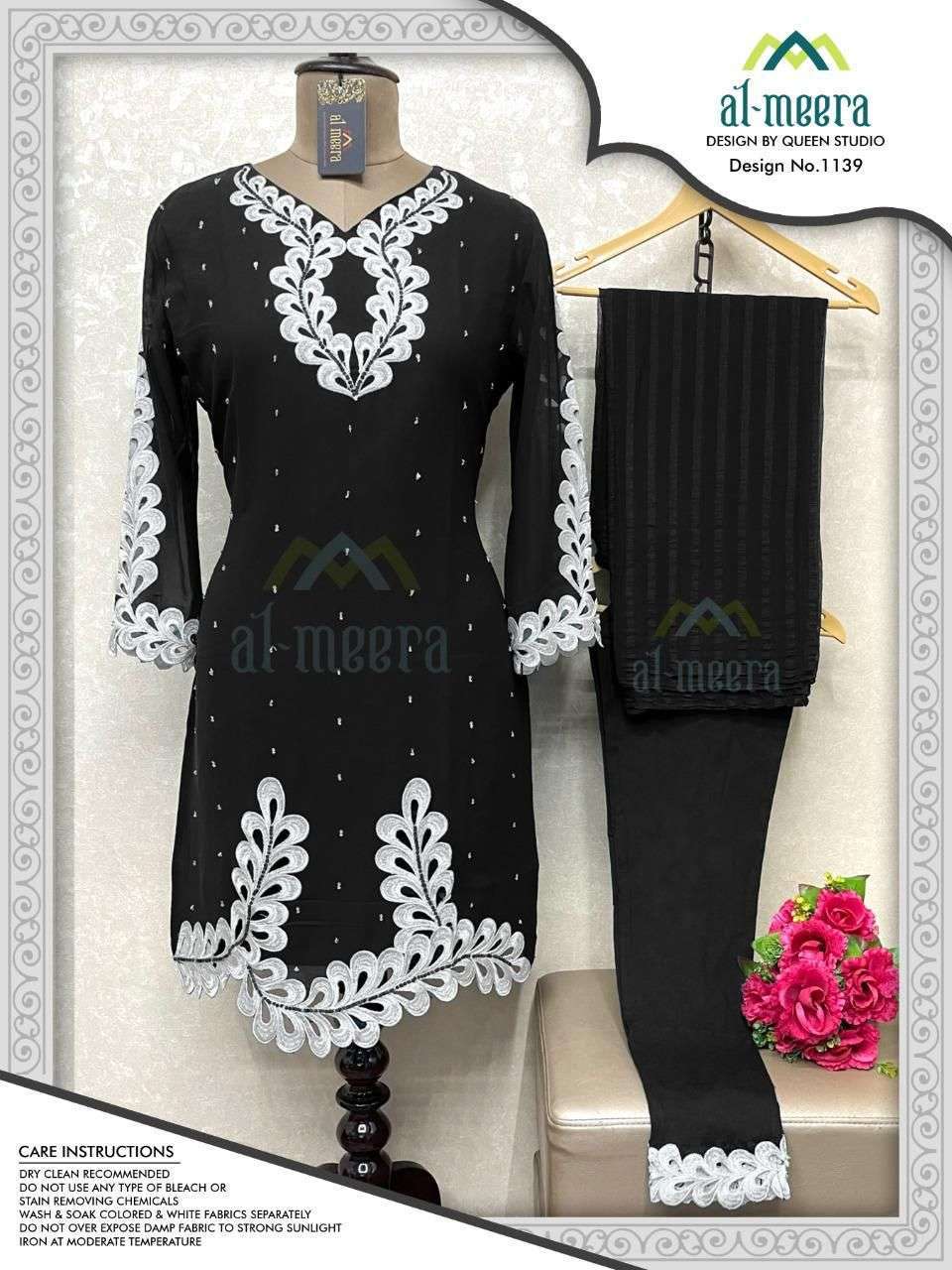 queen studio al meera d no 1139 faux georgette readymade suit 