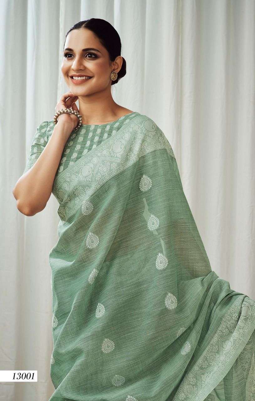 RAJPATH ANIGMA DESIGNER SOFT LUCKNOWI LINEN SAREE 