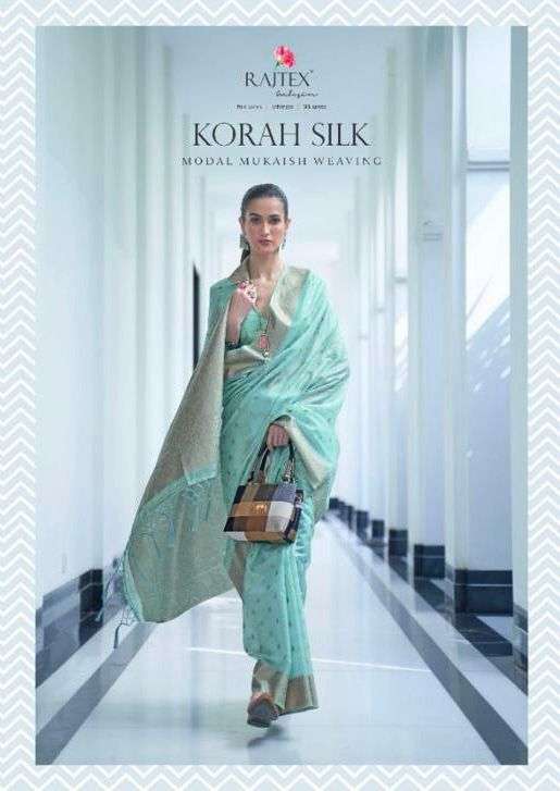 rajtex korah silk series 241001-241006 modal mukaish weaving saree