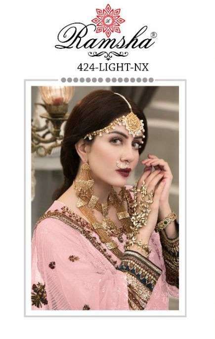 ramsha R-424 light nx georgette with heavy embroidery suit 