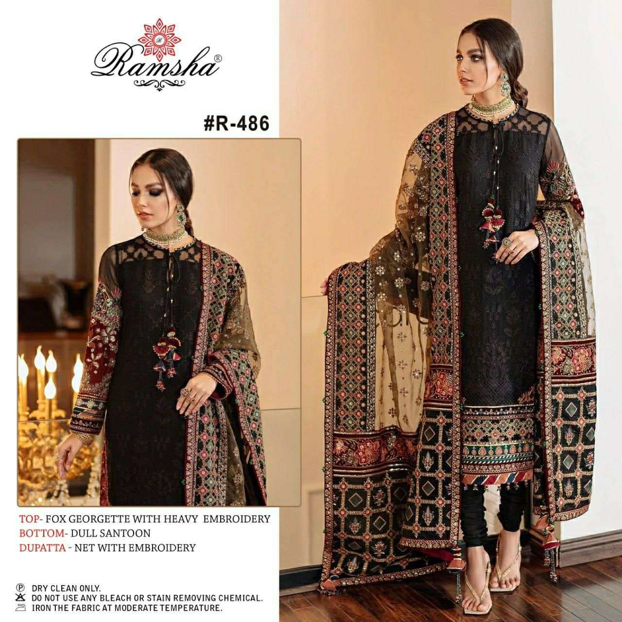 RAMSHA R-486 DESIGNER GEORGETTE SUIT 