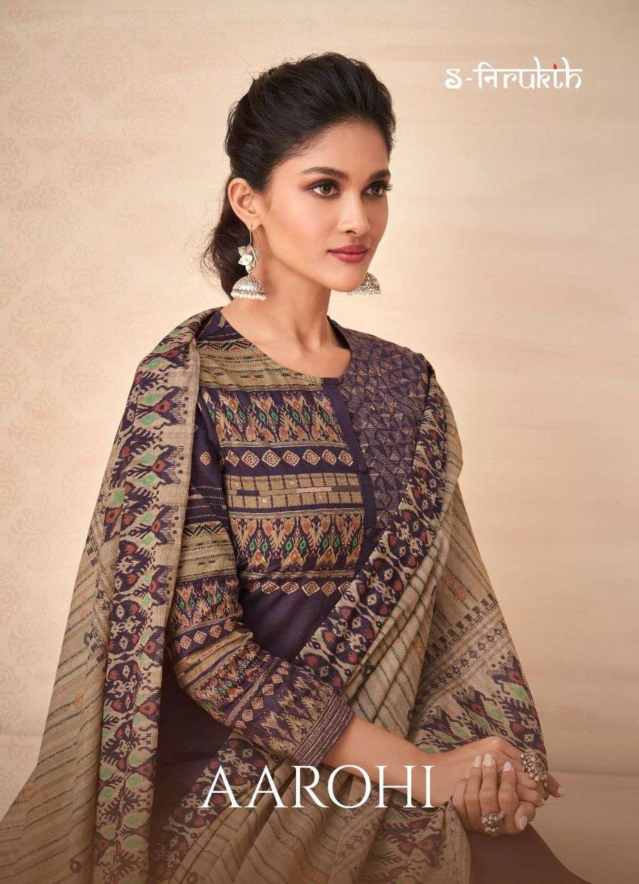 s nirukth aarohi cotton print suit with mirror work 