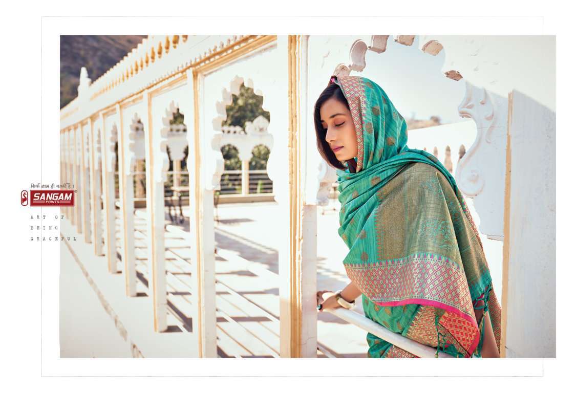 sangam prints aahana silk series 1447-1452 banarasi silk saree