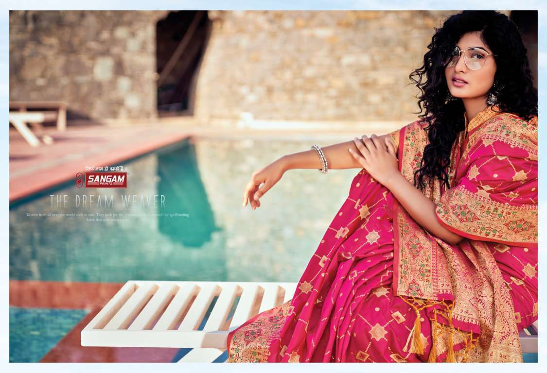 sangam prints vasudha silk series 1453-1458 banarasi silk saree