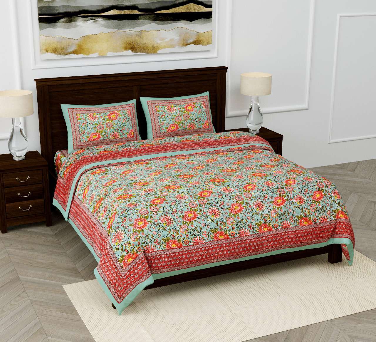 sapphire king size south autoloom cotton bedsheets jaipuri test