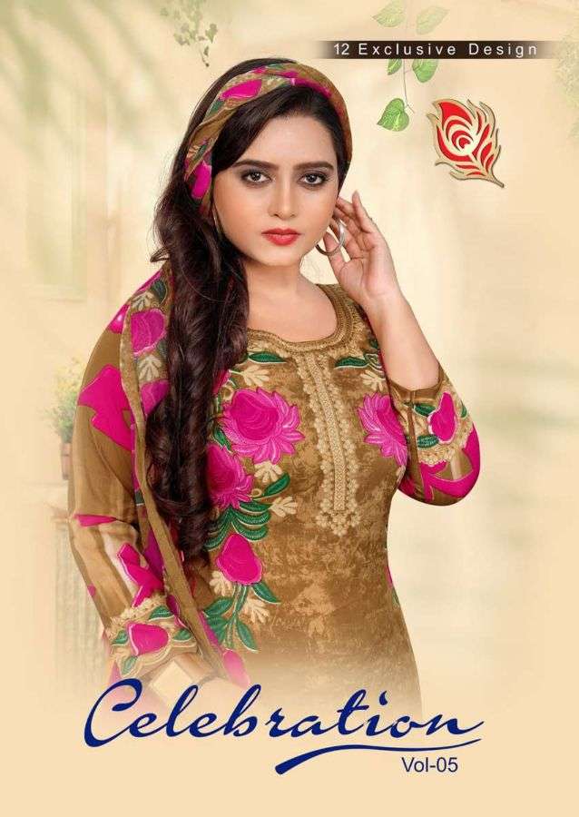 shreya Celebration Vol-5 series 5001-5012 american crape suit 