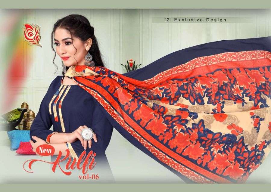 shreya Kulfi Vol-6 series 6001-6012 american crape suit 