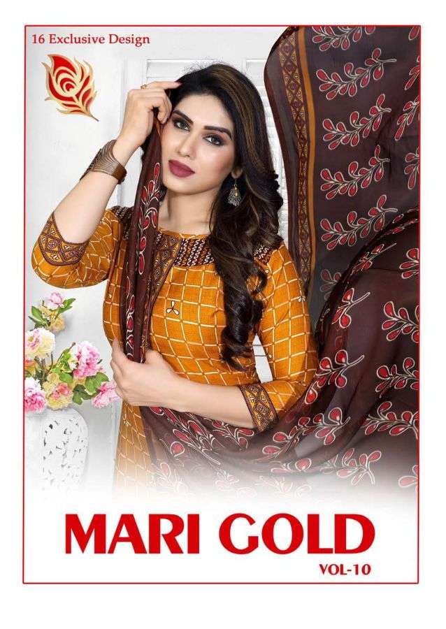 shreya Mari Gold Vol-10 series 10001-10016 american crape suit 