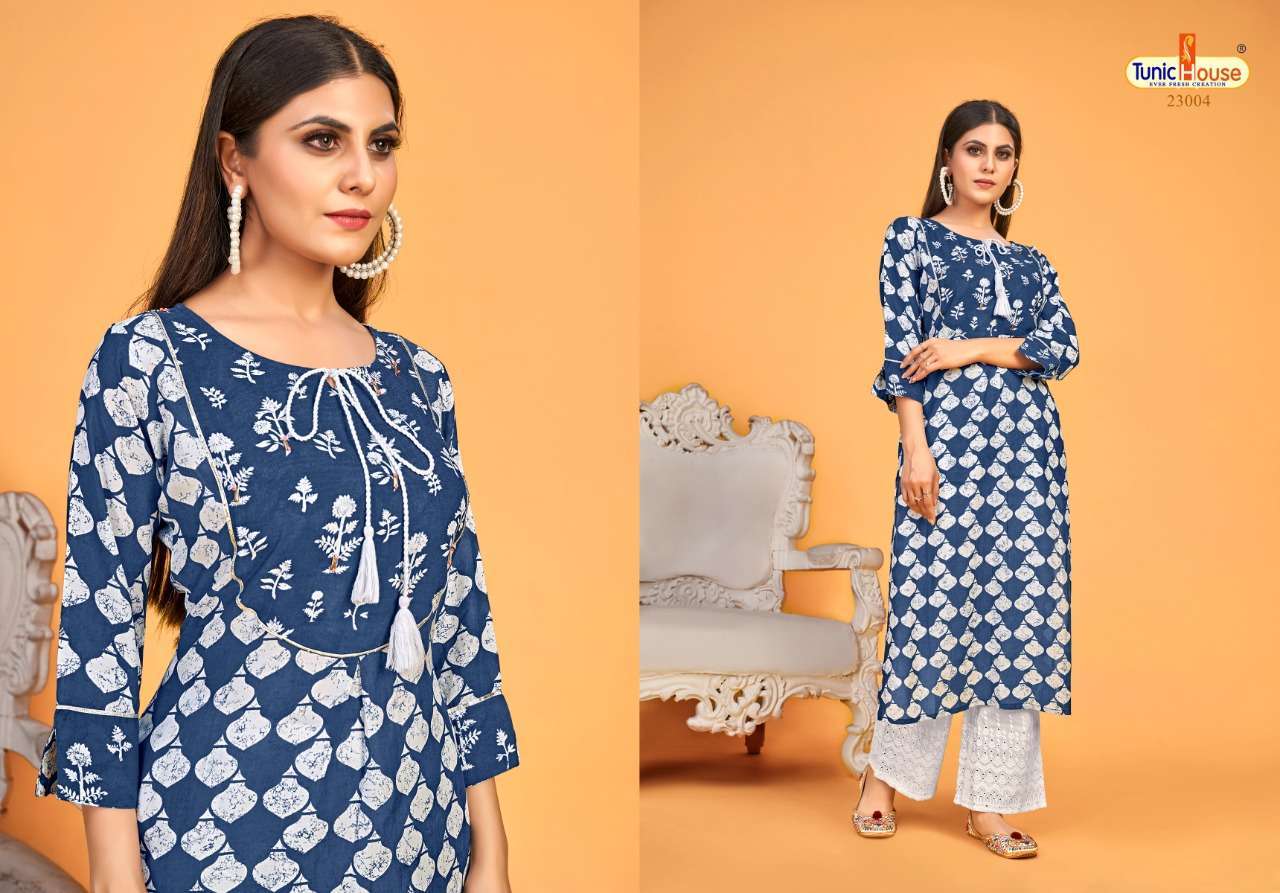 tunic house blue sky series 23001-23004 pure viscose silk kurti 