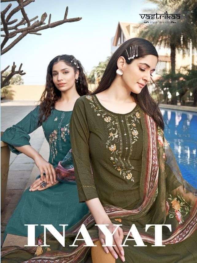 Vastrikaa inayat series 218-223 fancy rayon readymade suit