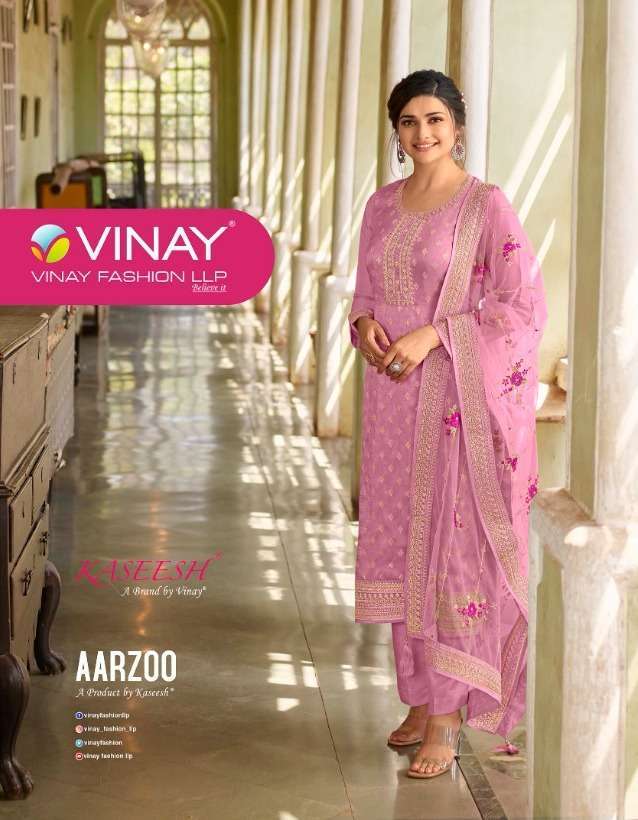 vinay aarzoo series 17431-17438 dola jacquard suit 