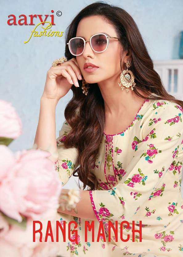 Aarvi Rang Manch series 6051-6055 14Kg Rayon handwork kurti