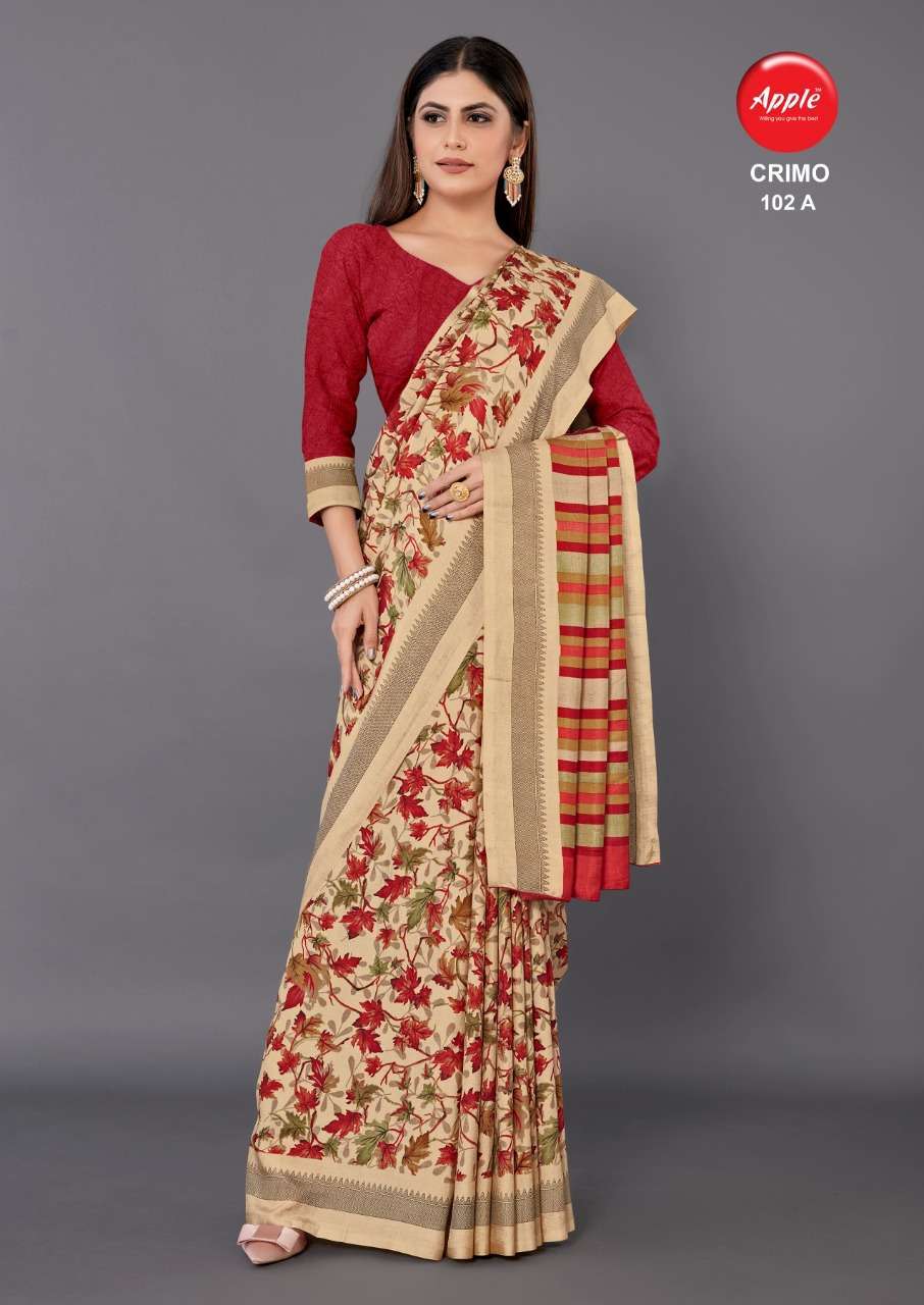 apple crimo series 101-102 crackle printed saree