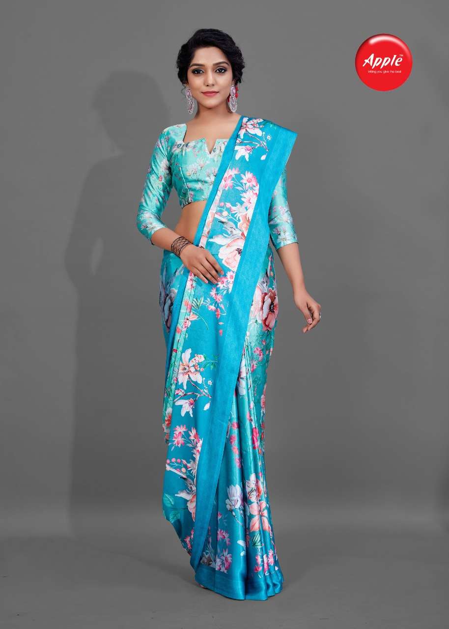 Apple Flowery Vol 5 series 501-512 satin crepe saree