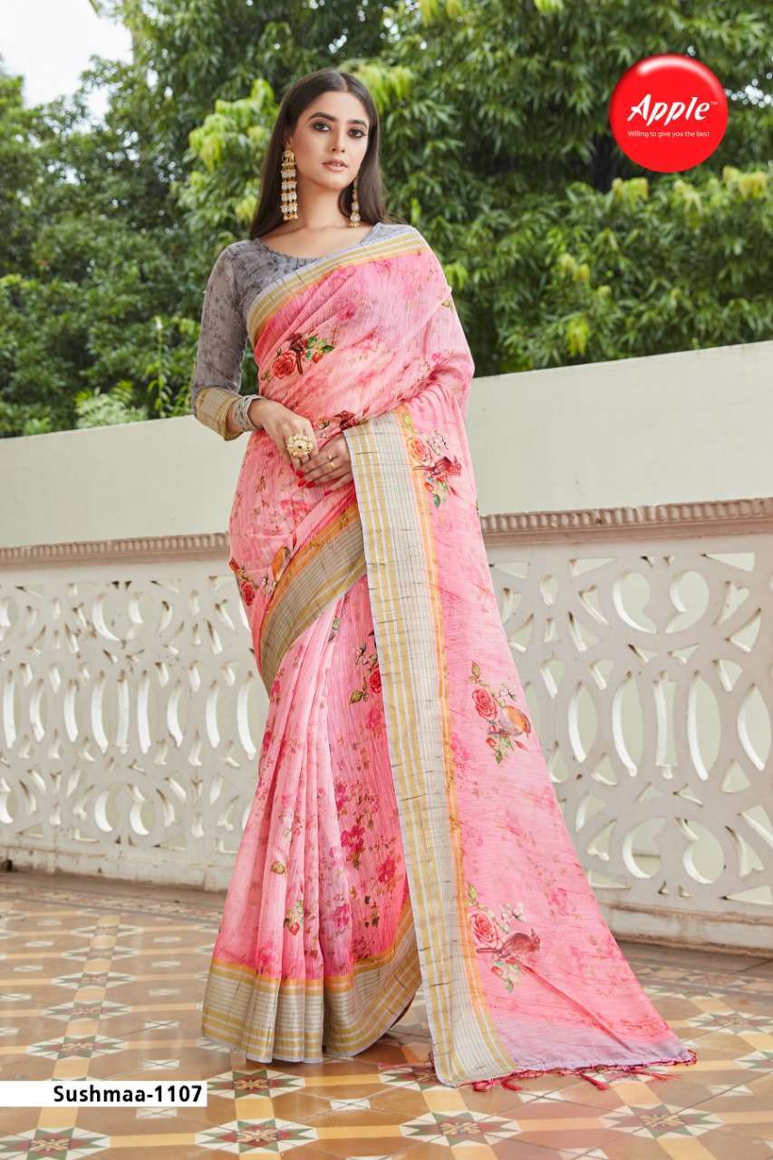 apple sushmaa vol 11 series 1101-1108 soft linen saree