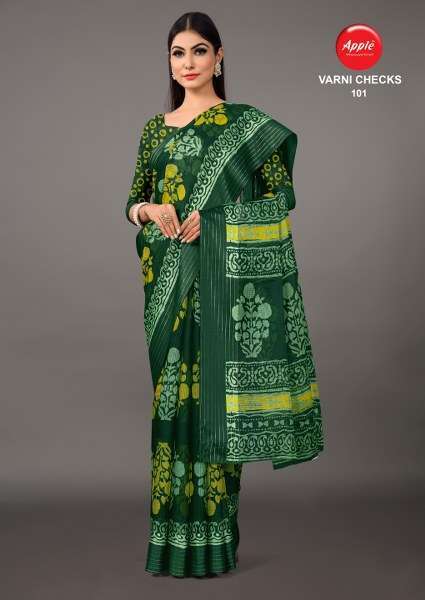 apple varni checks series 101-110 printed saree
