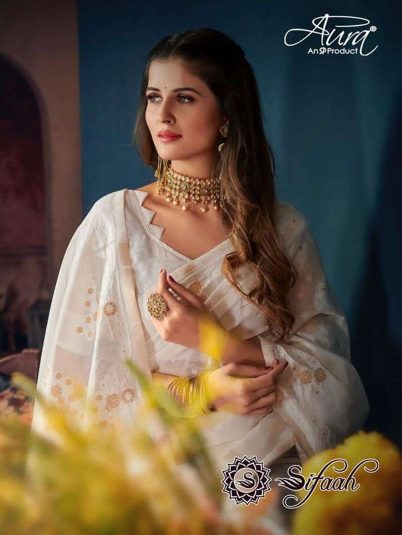 aura sifaah soft cotton special white saree