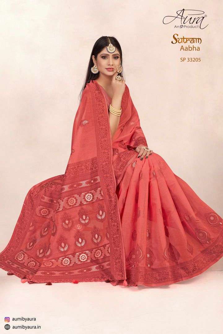 Aura sutram aabha series 33201-33206 soft cotton saree