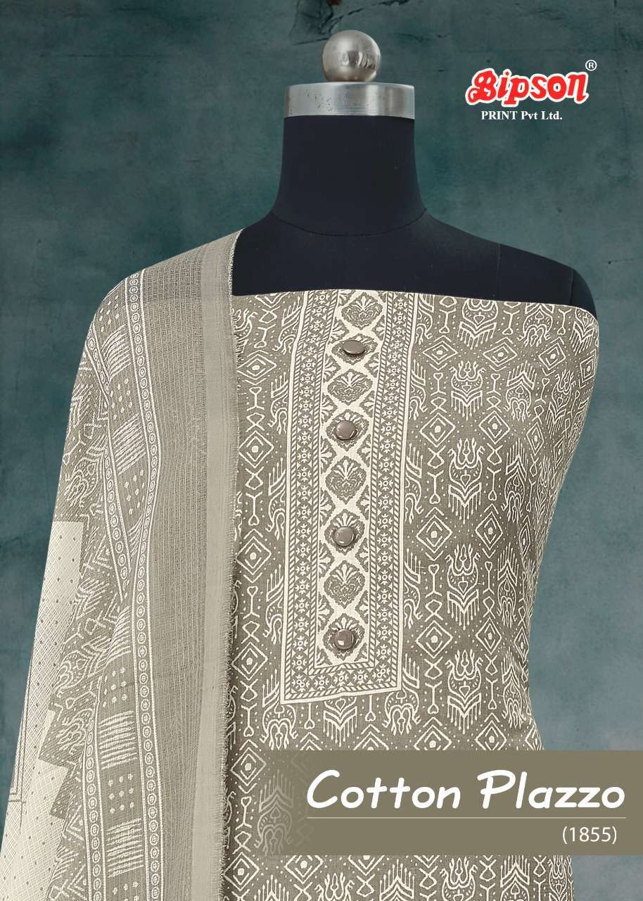 bipson cotton plazo 1855 Pure Cotton Print With Work suit