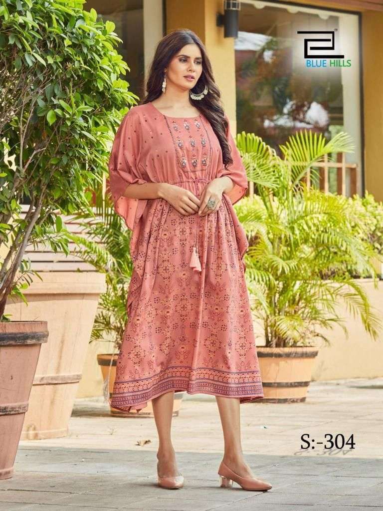 BLUE HILLS STYLE STATEMENT DESIGNER FANCY SILK KAFTAN 