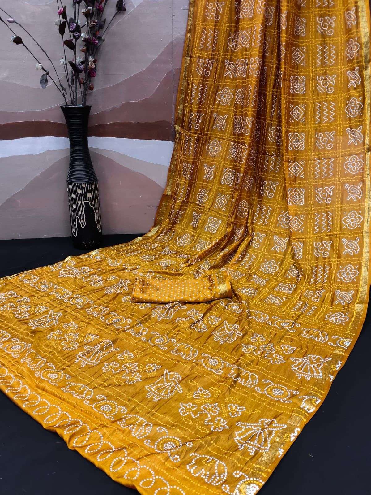 BT DESIGNER TAFFETA SILK BANDHANI SAREE 