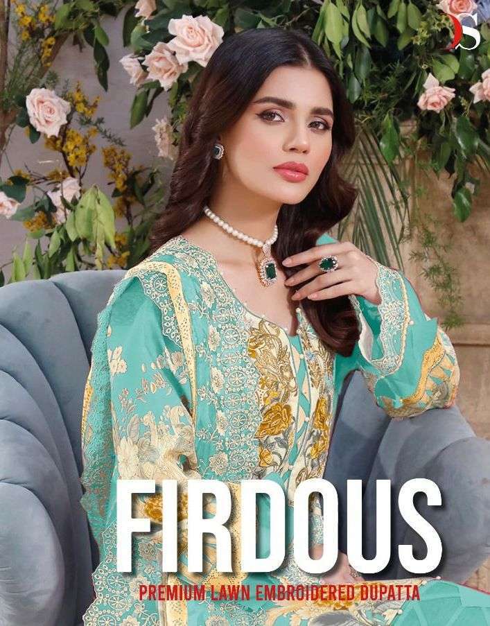 deepsy firdous premium lawn 22 series 1601-1608 pure cotton suit 