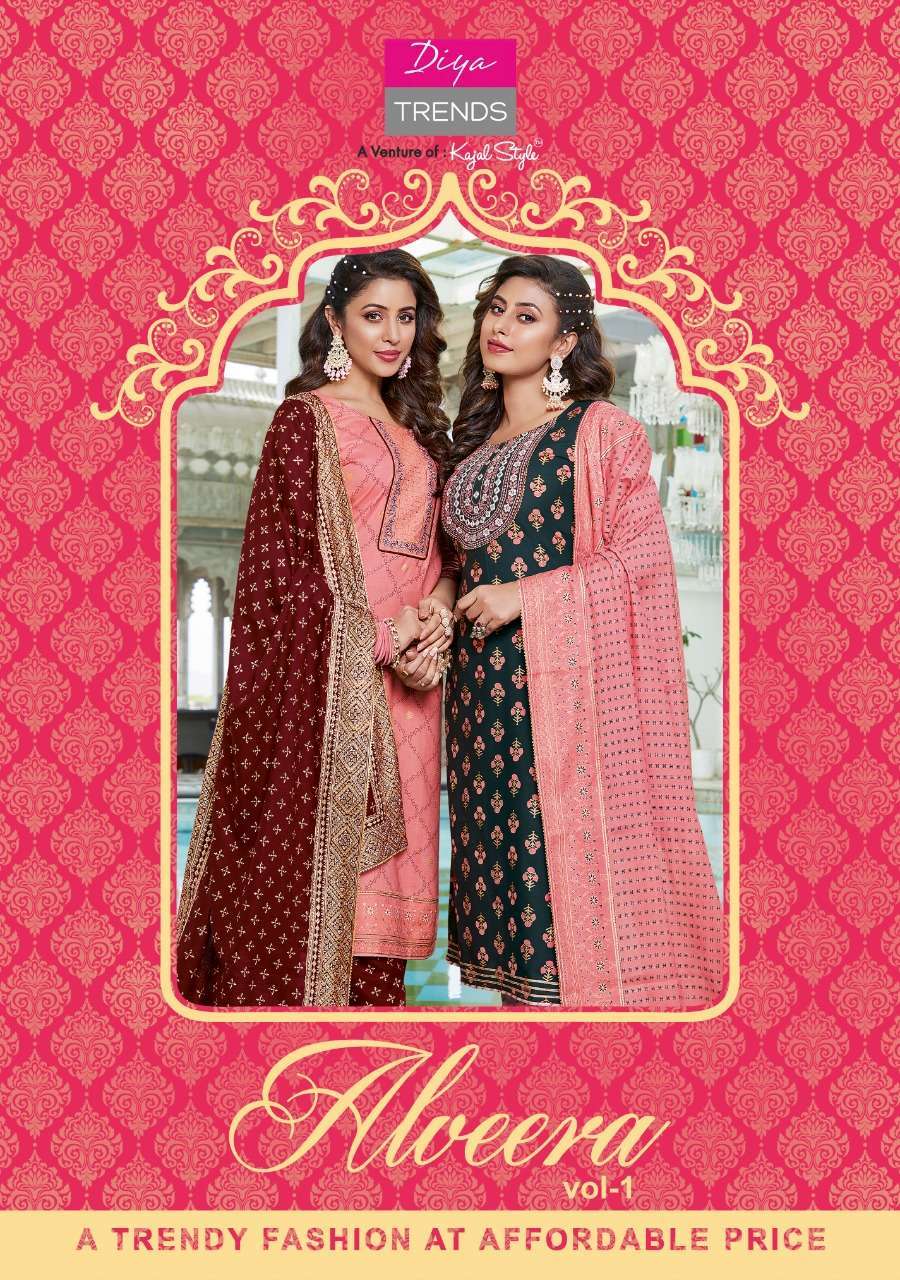 diya trends alveera vol 1 series 1001-1010 rayon readymade suit 