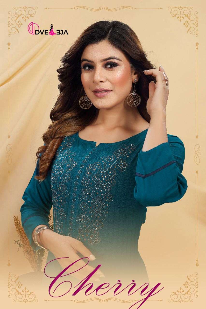 dveeja cherry series 101-106 heavy fancy rayon straight kurti 