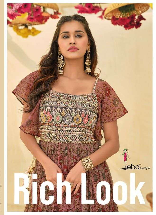 eba lifestyle rich look series 1418-1420 weightless georgette kurti 