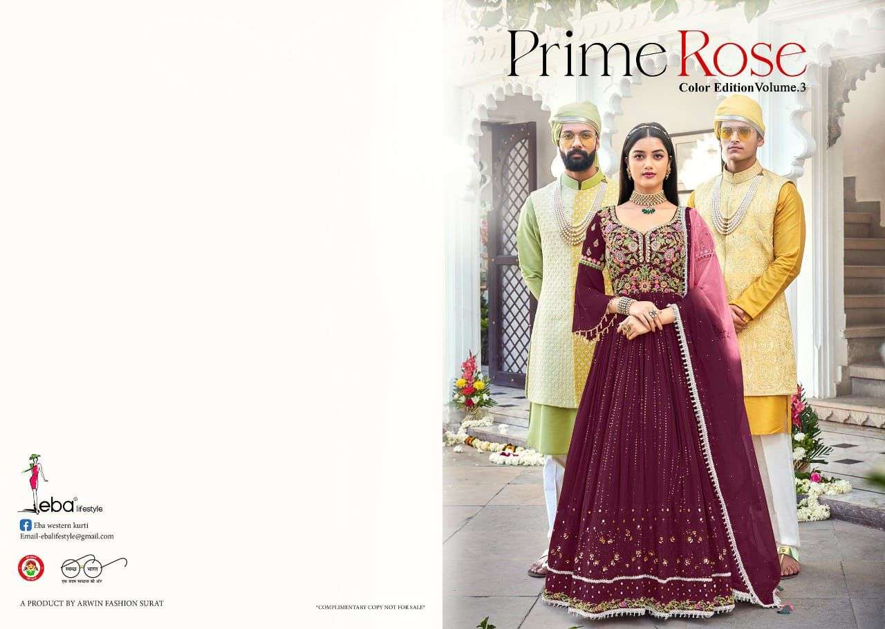 EBA PRIME ROSE-3 COLOUR EDITION DESIGNER PURE GEORGETTE SUIT 