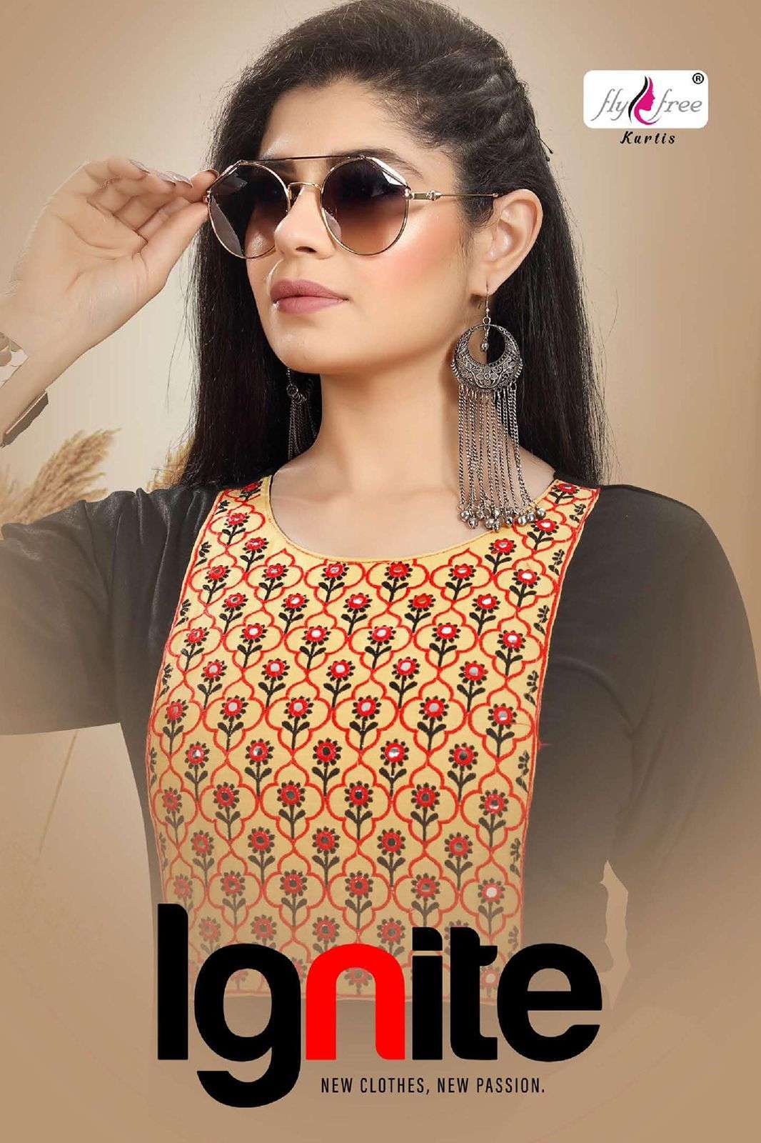 fly free ignite series 1001-1006 rayon slub kurti 