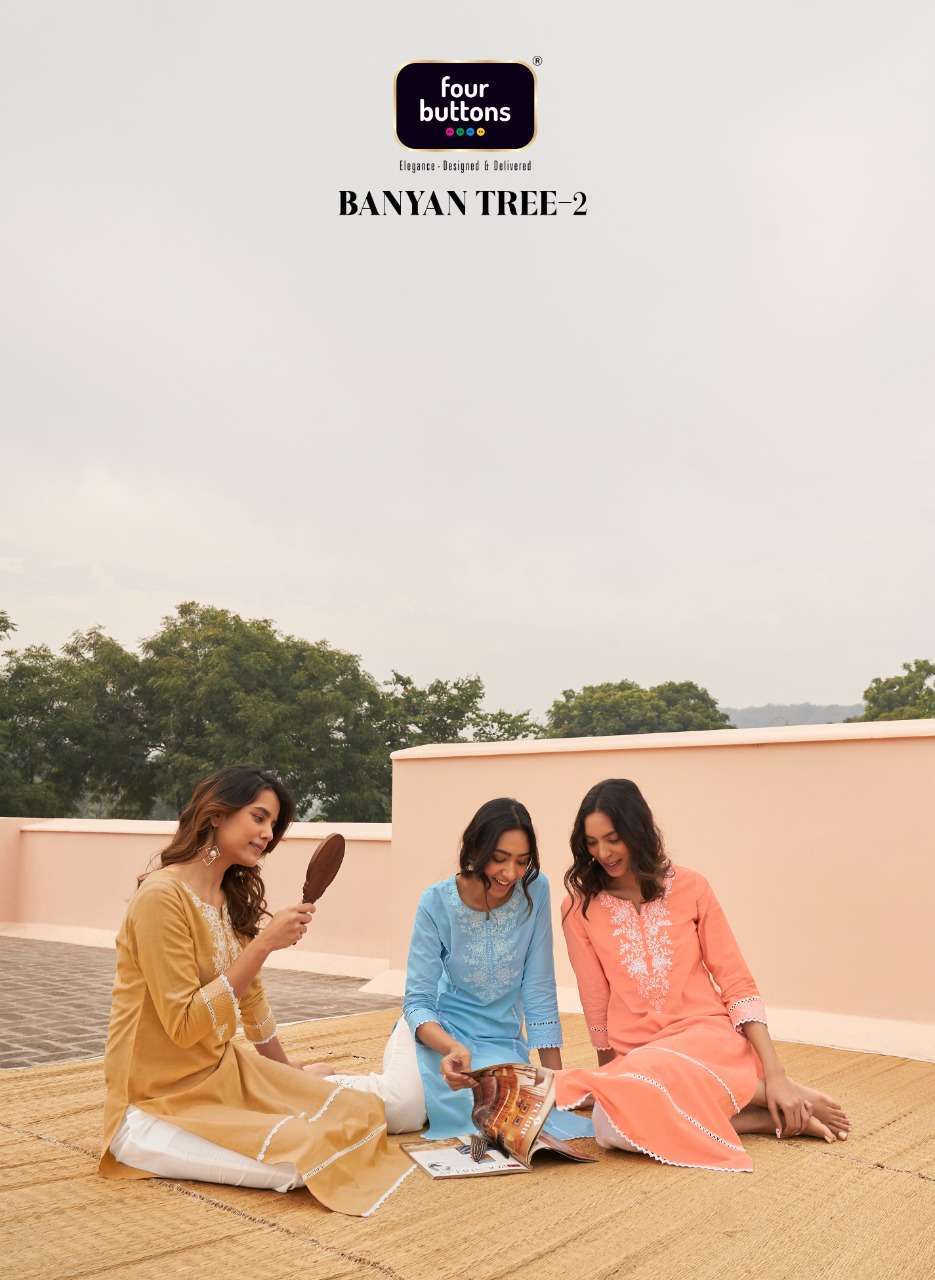 four buttons banyan tree 2 series 1821-1826 premium excel cotton kurti 
