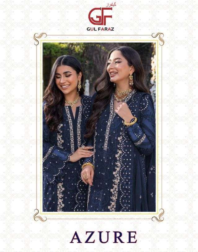 gul faraz azure 509 faux georgette with heavy embroidery suit
