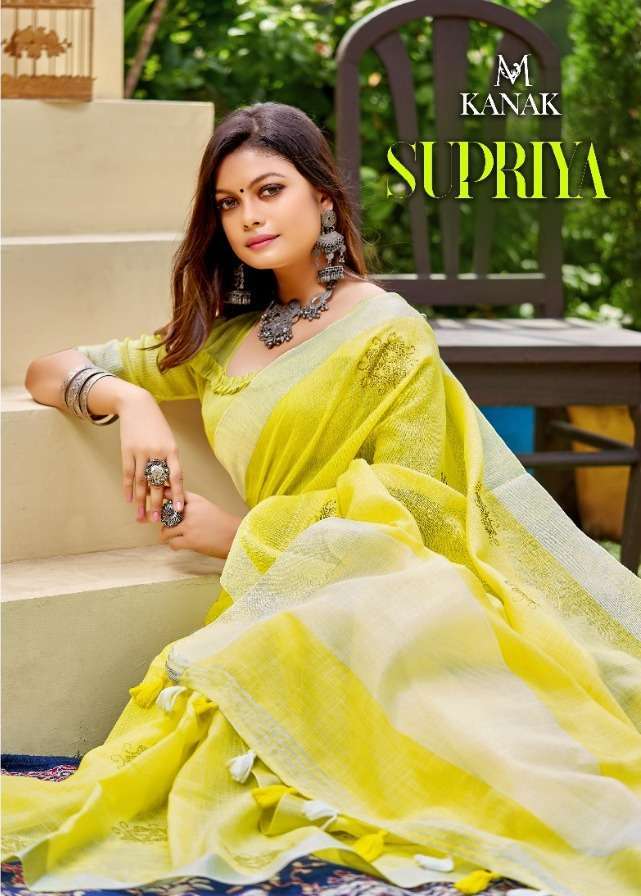 Kanak sarees supriya series 1001-1008 linen cotton saree