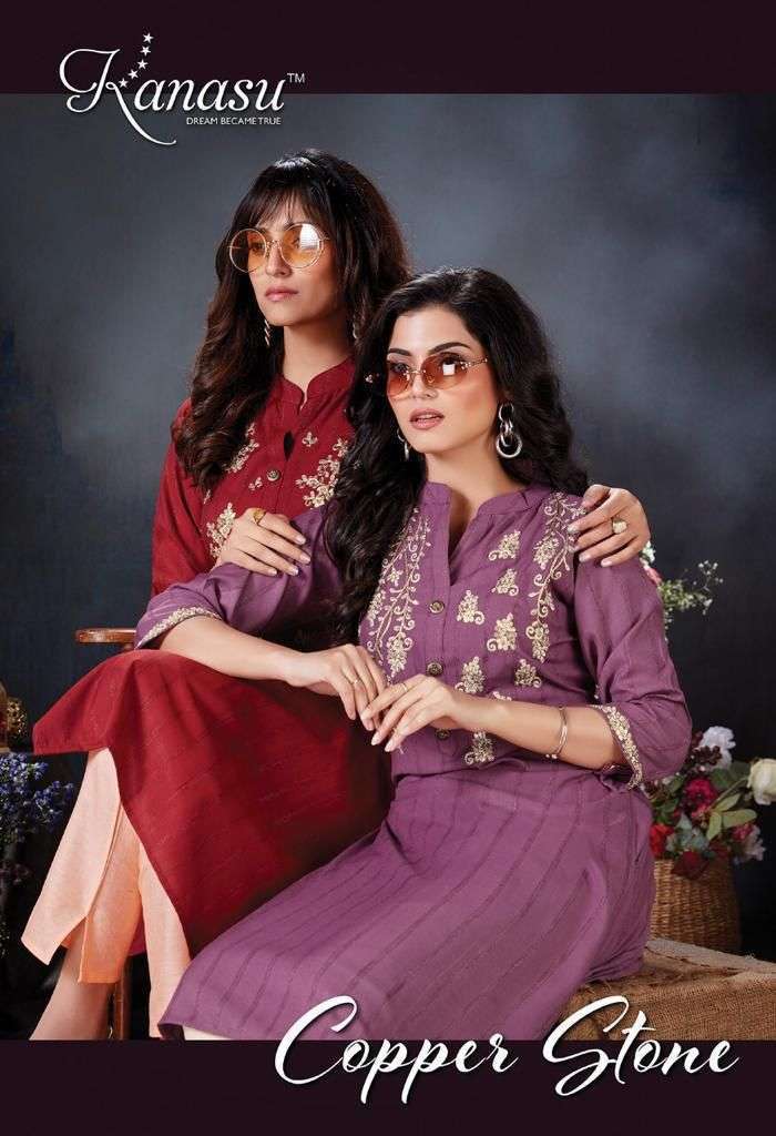 kanasu copper stone series 9601-9608 heavy rayon viscose kurti 