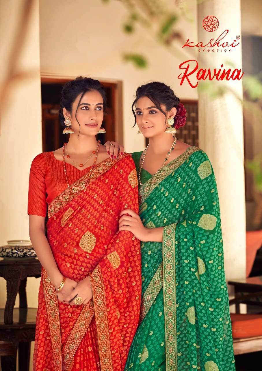 kashvi ravina series 1851-1860 chiffon brasso saree